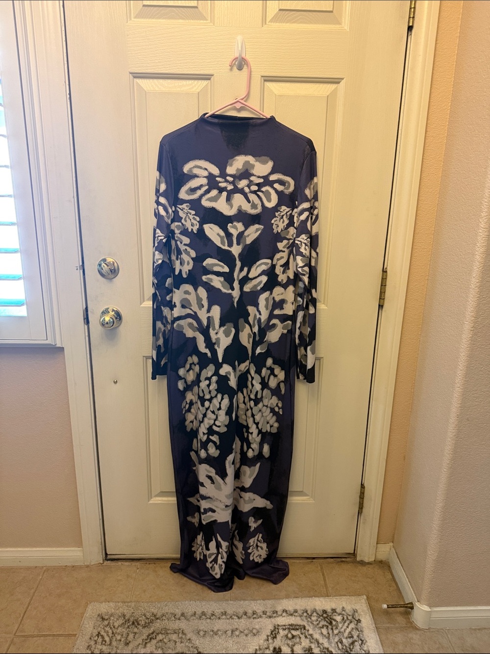 Long Sleeve Maxi Dress with White Floral Print